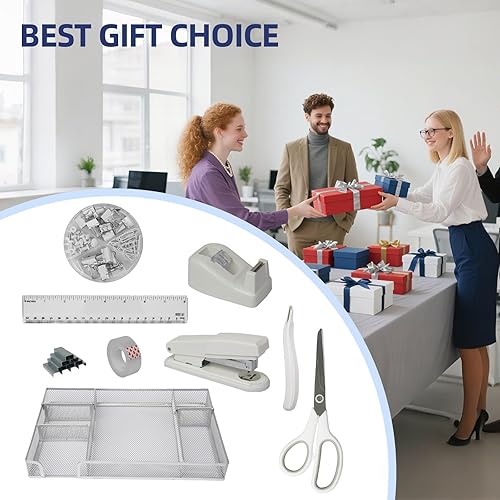 Miniatura 7 de Accesorios de escritorio de oficina, organizadores y accesorios de escritorio, juego de grapadora y dispensador de cinta, caja de almacenamiento de