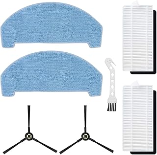 HASTHIP® Compatible with ILIFE T20s Pro, 7Pcs Smart Robot Vacuum Cleaner Spare Parts Accessories, Includes 2Pcs Microfiber Mop Cloth, 4Pcs Side Brushes, 2 Filter Panels, 1 Cleaning Brush Tool
