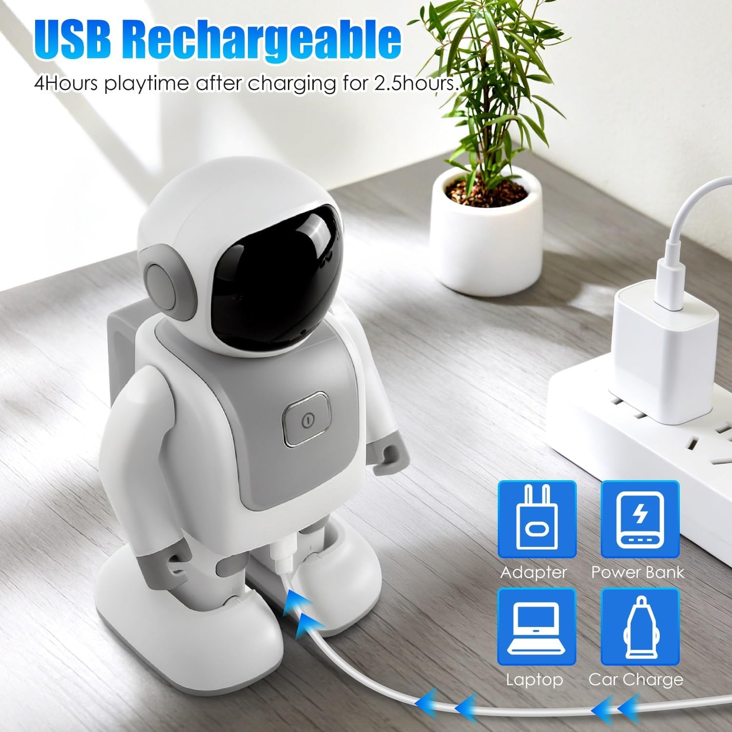 iMounTEK AI Robot Smart Interactive Learning Dancing Robot Telling Story Singing Music Programmable Moves Voice Assistant for Gift/Grey