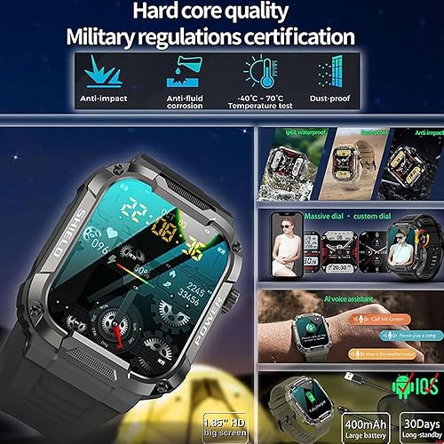 Miniatura 4 de Gard Pro Ultra - Reloj inteligente para hombre, monitor de frecuencia cardíaca, IP68 resistente al agua, reloj inteligente Skii resistente al agua,