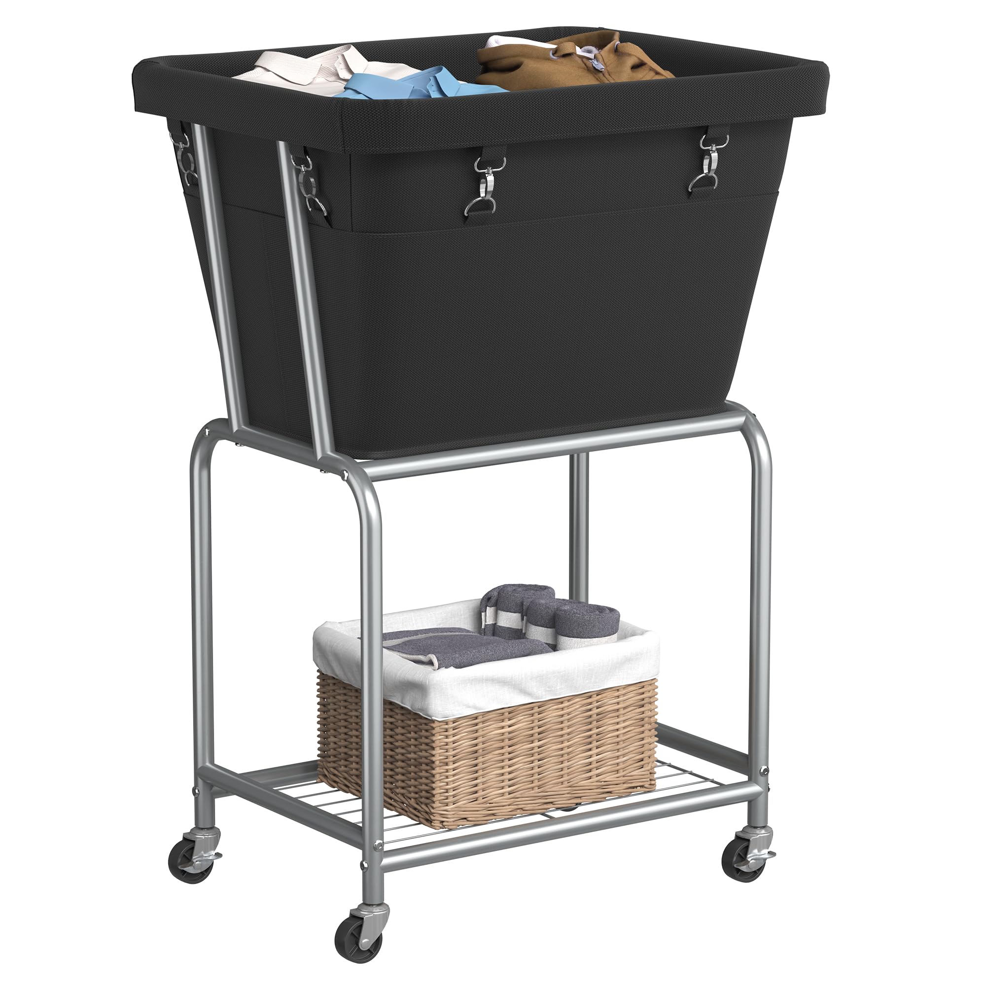 Chariot à linge à roulettes ELYKEN pour ranger le linge et organiser la buanderie