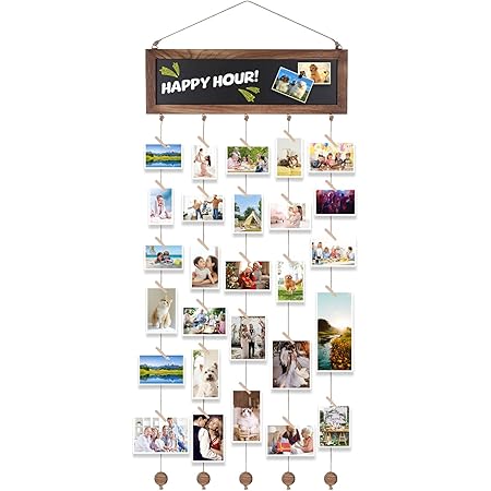 Sporgo Fotowand Collage Mit 30 Klammern - DIY Bilderrahmen Wandbehang Für Erinnerungen