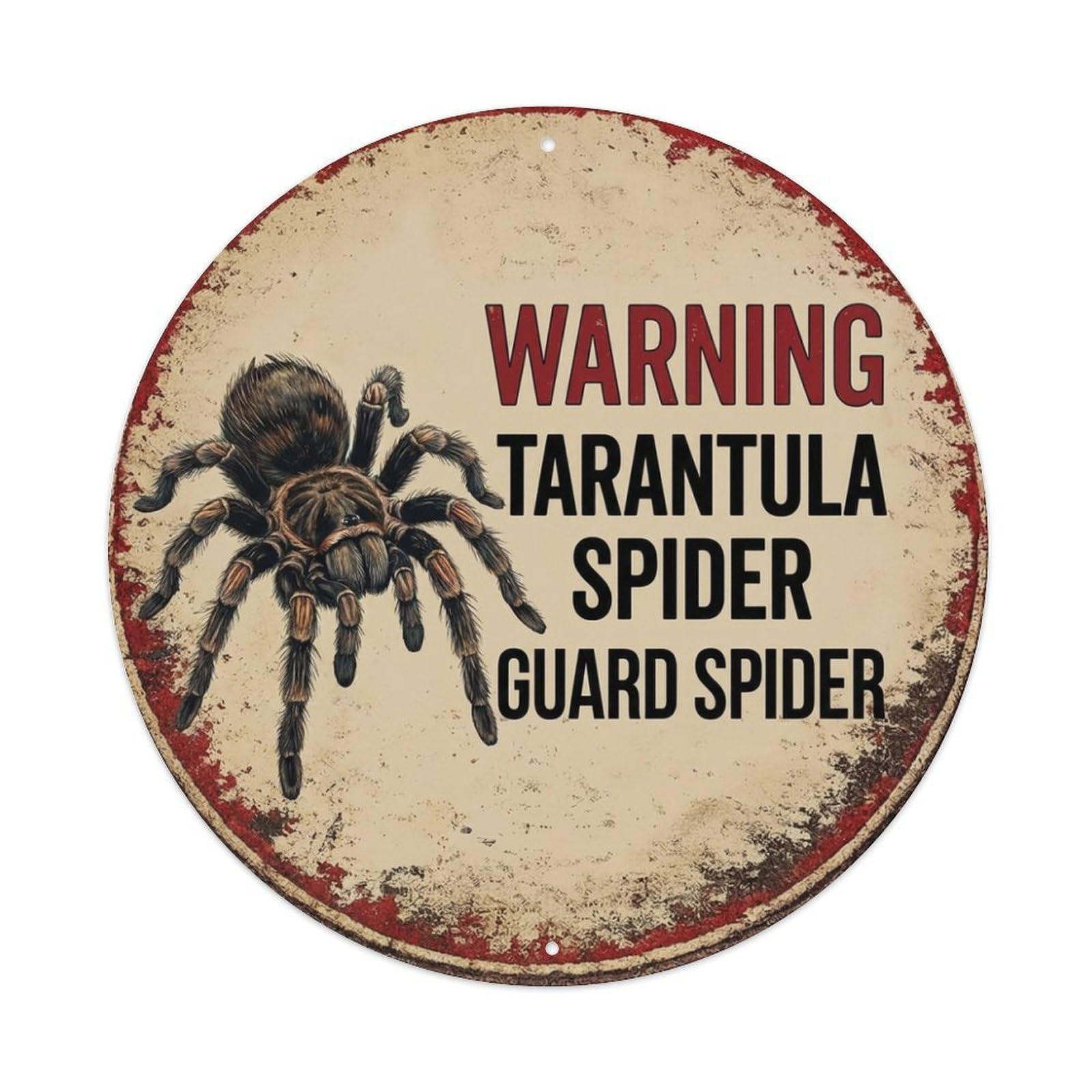 Metal Tin Sign Vintage Warning Tarantula