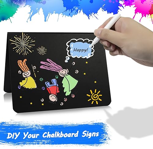 Miniatura 4 de Pintuson Paquete de 40 mini letreros de pizarra para alimentos, letrero pequeño de pizarra de 4 x 3 pulgadas, etiquetas de alimentos para fiestas,