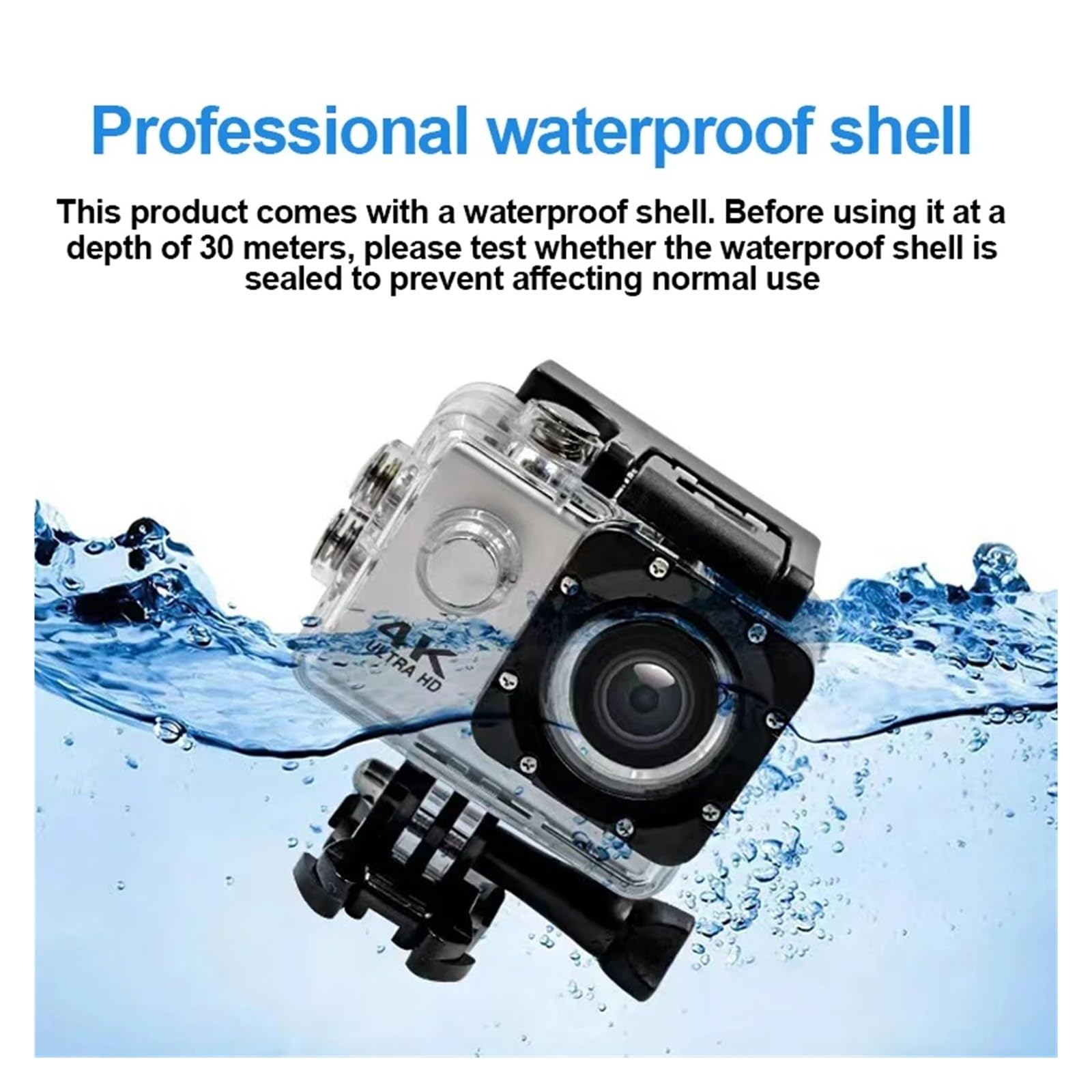 Ultra HD 4K Action Camera 720P/30FPS WiFi Telecamere subacquee Casco impermeabile Bicicletta Videocamere con registrazione Sport all'aria aperta Cam(Blue)