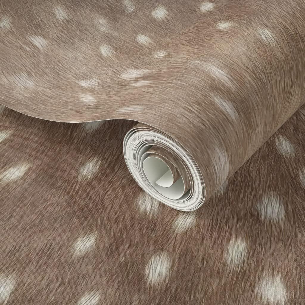 Spoonflower Peel & Stick Wallpaper 9ft x 2ft - Soft Deer Hide Taupe Skin Woodland Custom Removable Wallpaper