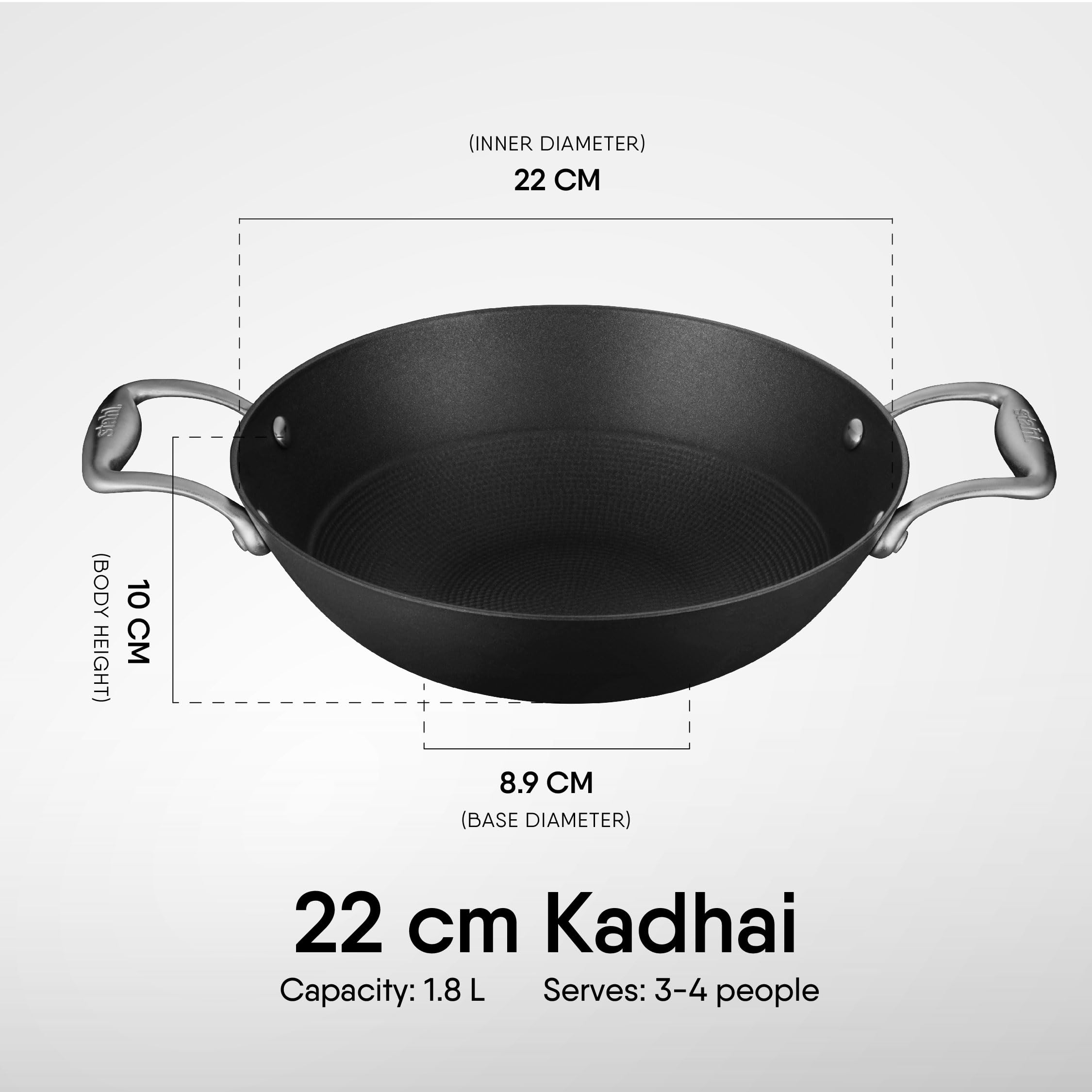 Stahl Blacksmith Wok - Enamel Cast Iron Kadai -2 Stahl Blacksmith Wok - Enamel Cast Iron Kadai -2