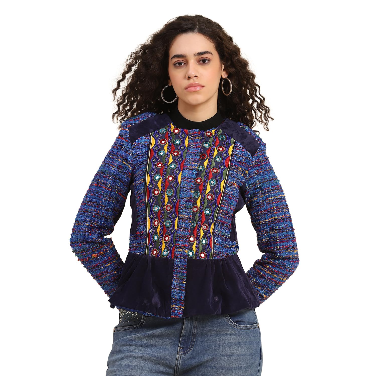 Kutchi Heritage Jacket for Women Long Polyester Cover Up Multi Color Embellished Evening Coat Women Jacket, Fusion Jacket, Stylish Winter Layering Fashion Outerwear-image-36