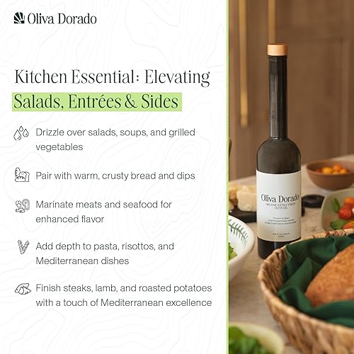 Miniatura 3 de Oliva Dorado Aceite de oliva virgen extra orgánico, prensado en frío de aceitunas españolas de una sola finca, llovizna premium rica en polifenoles,