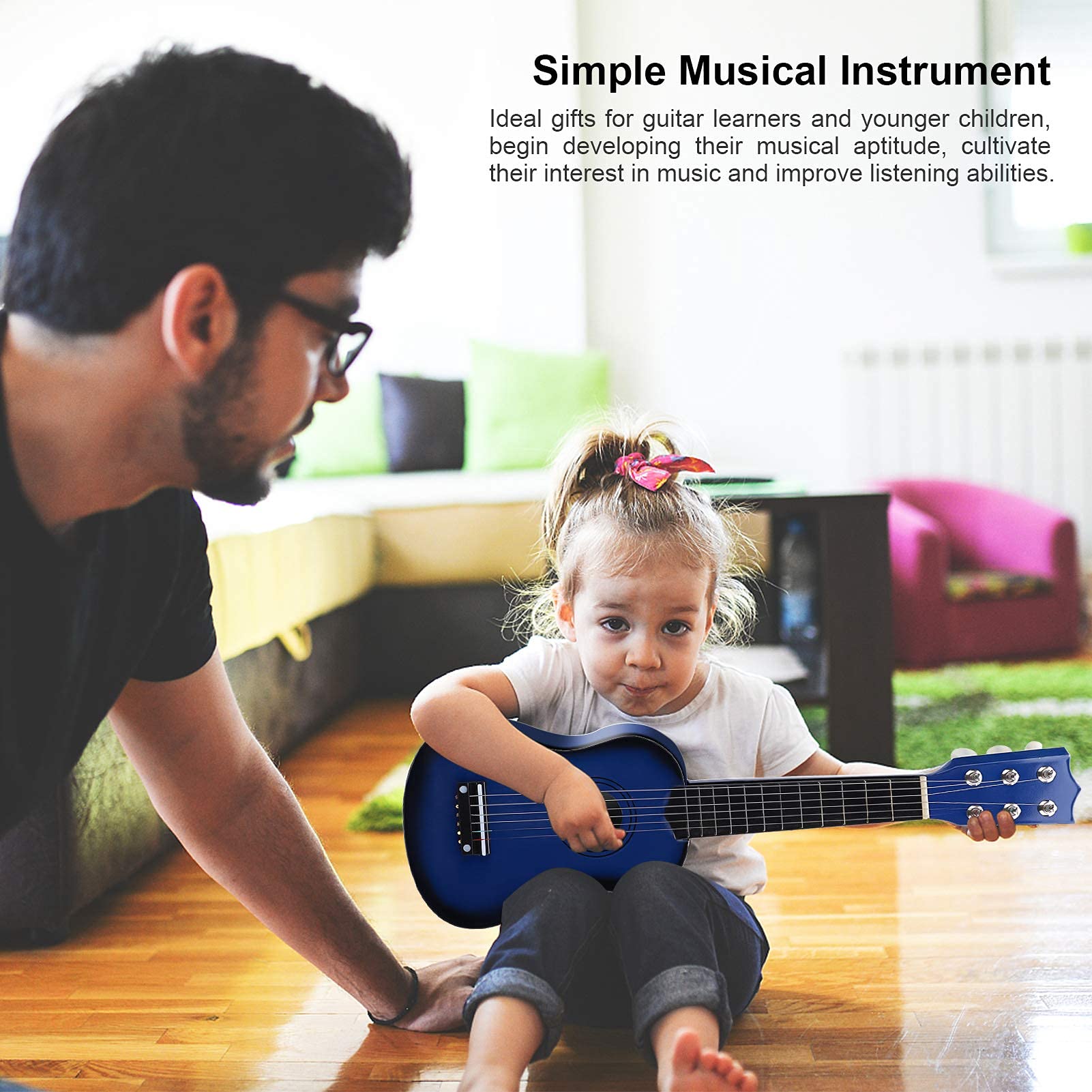 Ukulélé 21 pouces pour enfants débutants, guitare de concert 6 cordes guitare acoustique classique guitare enfants pour enfants adultes débutants