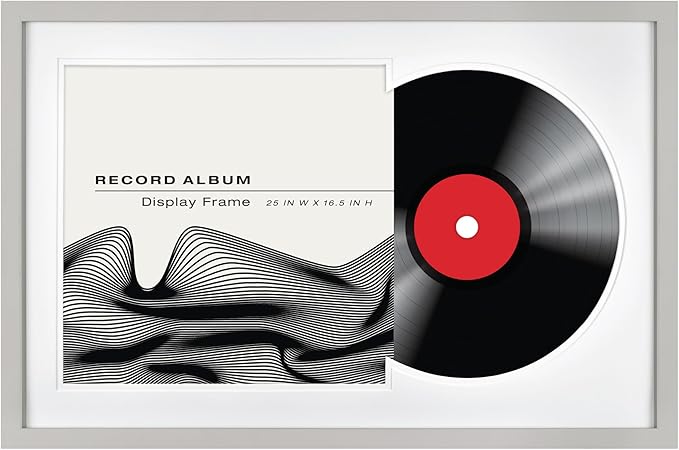 MCS Double Matte Record Album Frame, 16.5x25 Record Frame, Gray for LP Vinyl Record & Jacket Display (1-Pack)