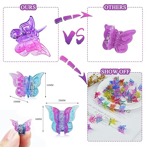Miniatura 2 de EAONE 50 pinzas para el cabello de mariposa pastel, mini accesorios lindos para niñas y mujeres de los años 90 con paquete de caja, colores