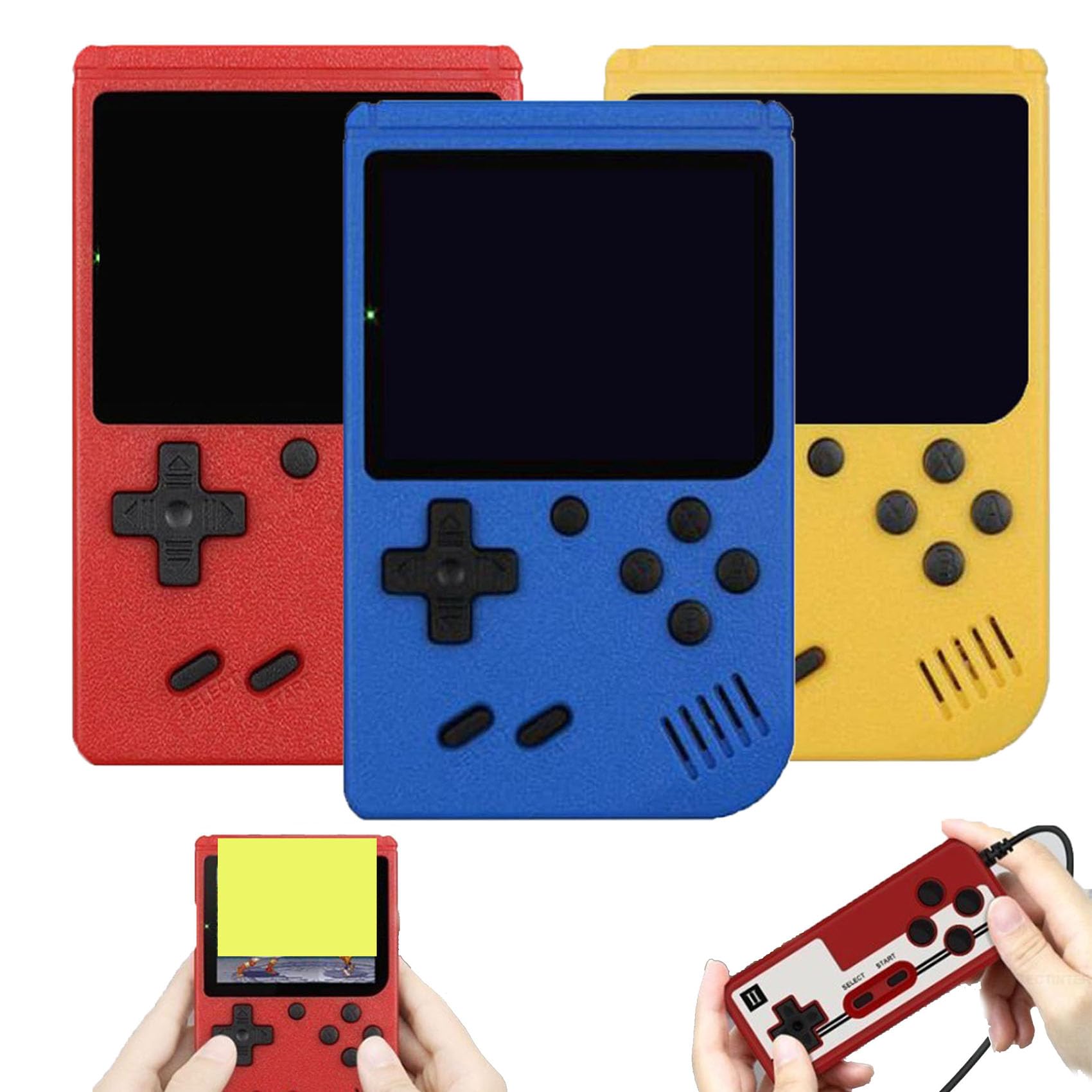 Tiny Tendo Retro Handheld Game Console 400 Games, Over 400 Nostalgic Games, Handheld Console, Portable Retro Video Game Console with 400 Classical Games, Support 2 Players Play (3Pcs-B)