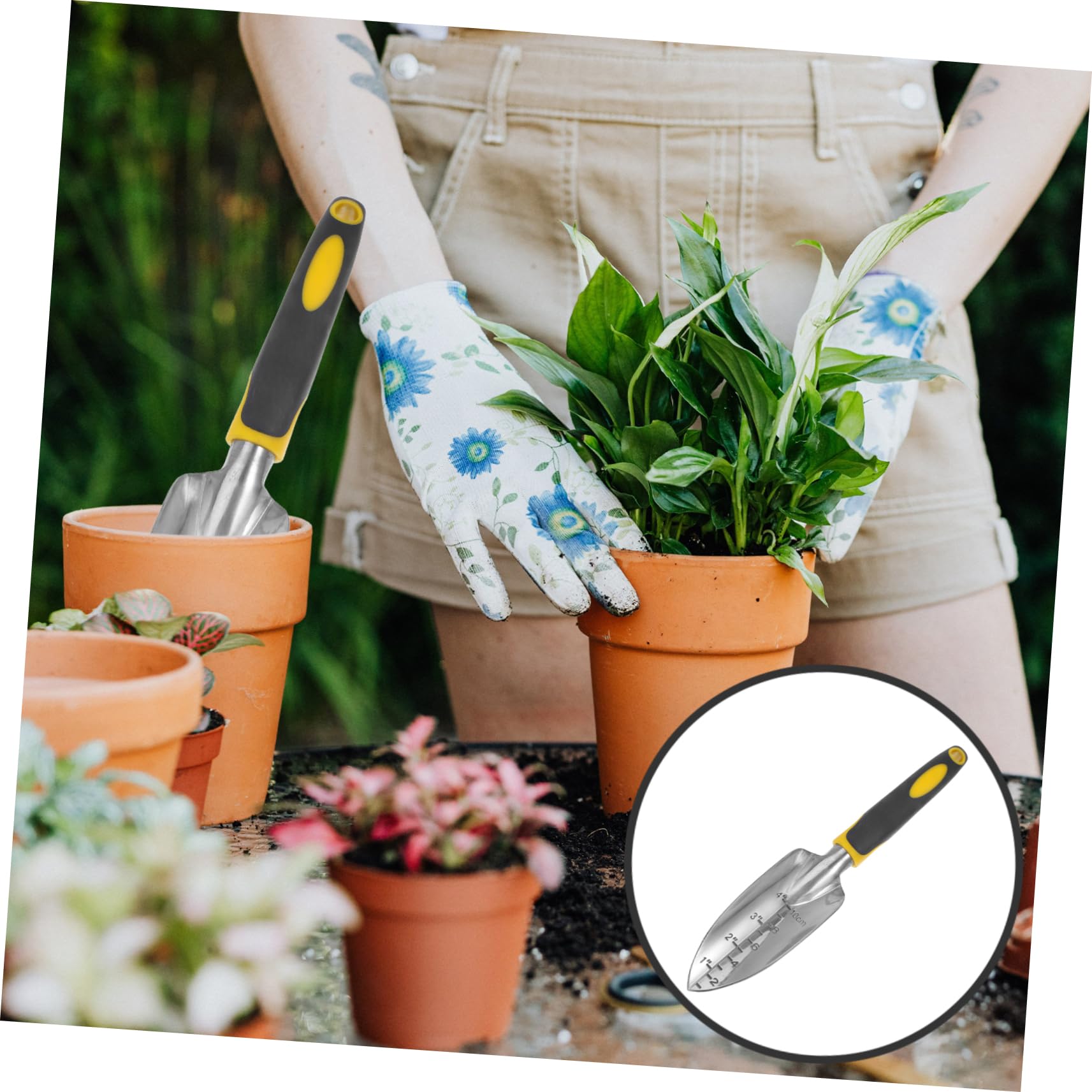 POPETPOP Gardening Supply: Multi-Function Trowel Ergonomic Handle for Soil Turning Flower Planting