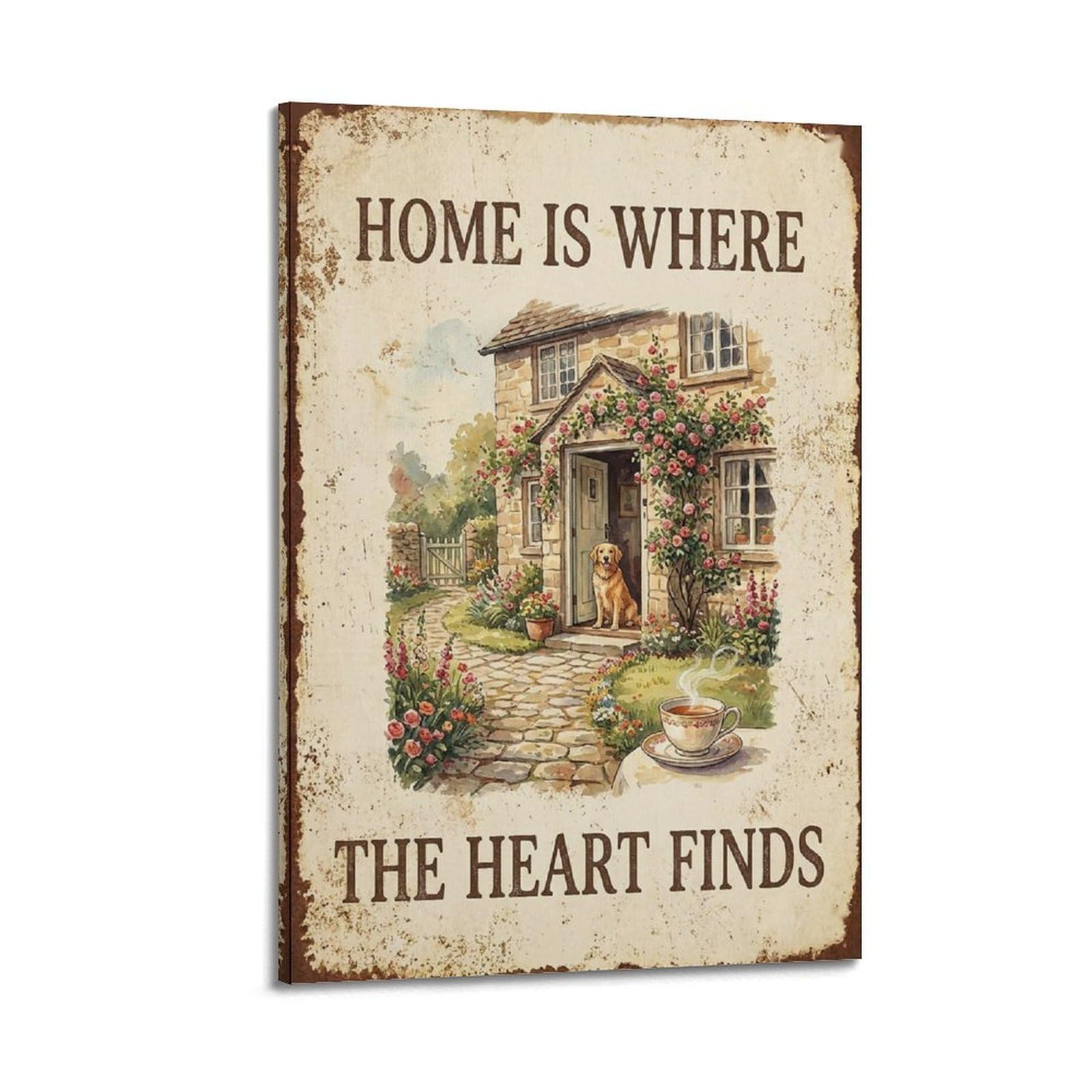 OKAHYS Rustic Quote Coastal Vintage Nature Poster Home Heart Modern Decorative Canvas Prints - Ideal Wall Art for Family, Man Cave, Game Room, Boys & Girls Bedroom 20x30inch
