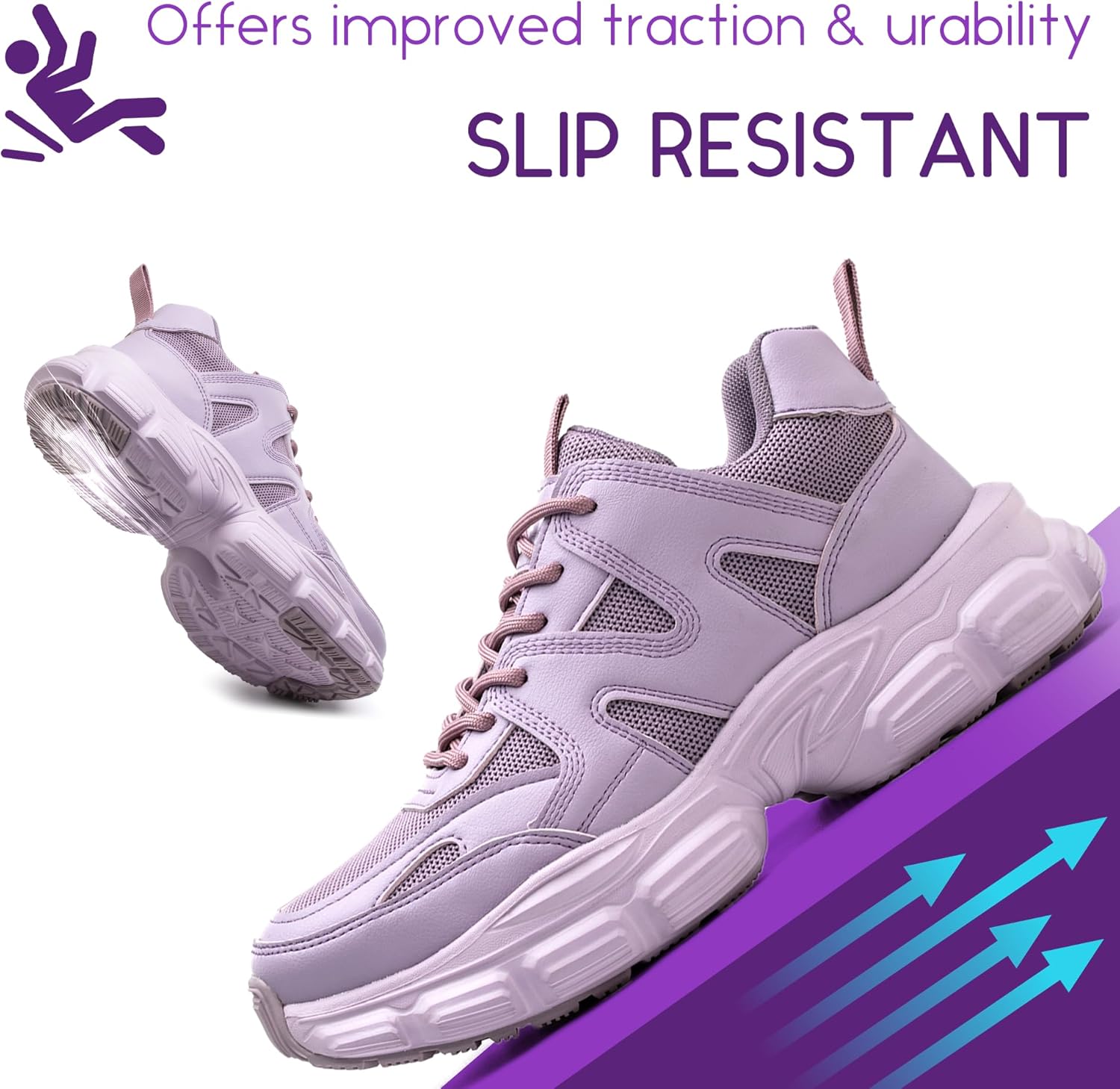 Steel Toe Shoes Women Safety Shoes Lightweight Comfortable Non Slip Thickened Sole Puncture Proof Steel Toe Sneakers Women Size 5.5-10 - Image 6