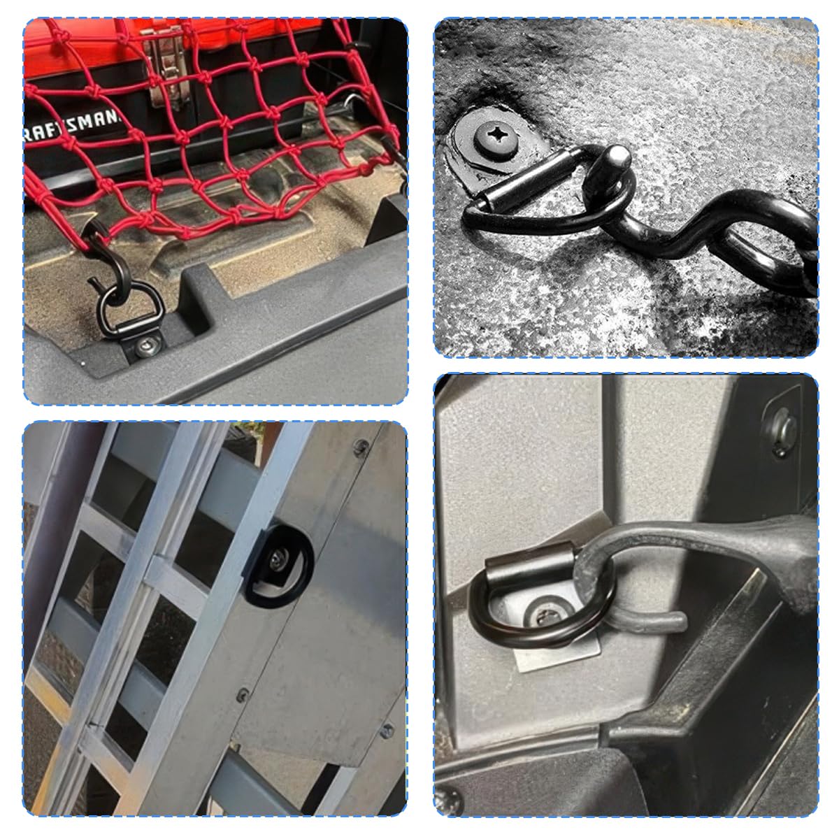 4 Pièces Anneau Arrimage INOX, Anneaux D'arrimage à Anneau en D, 65mm Crochet de Fixation Camion, Traction Anneaux Arrimage pour Remorques, Camions, Voitures, Fourgonnettes, Bateaux et Kayaks - 5