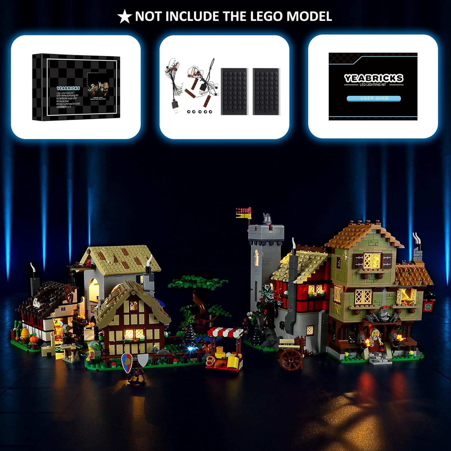 YEABRICKS LED Light for 10332 Icons Medieval Town Square Building Blocks Model (Building Set NOT Included)