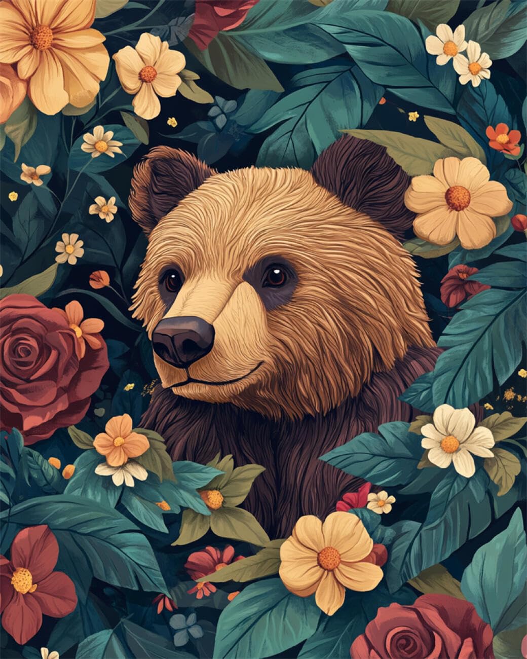RKFLGEW DIY Seed Bead Embroidery Kits Cartoon Bear 30x40cm