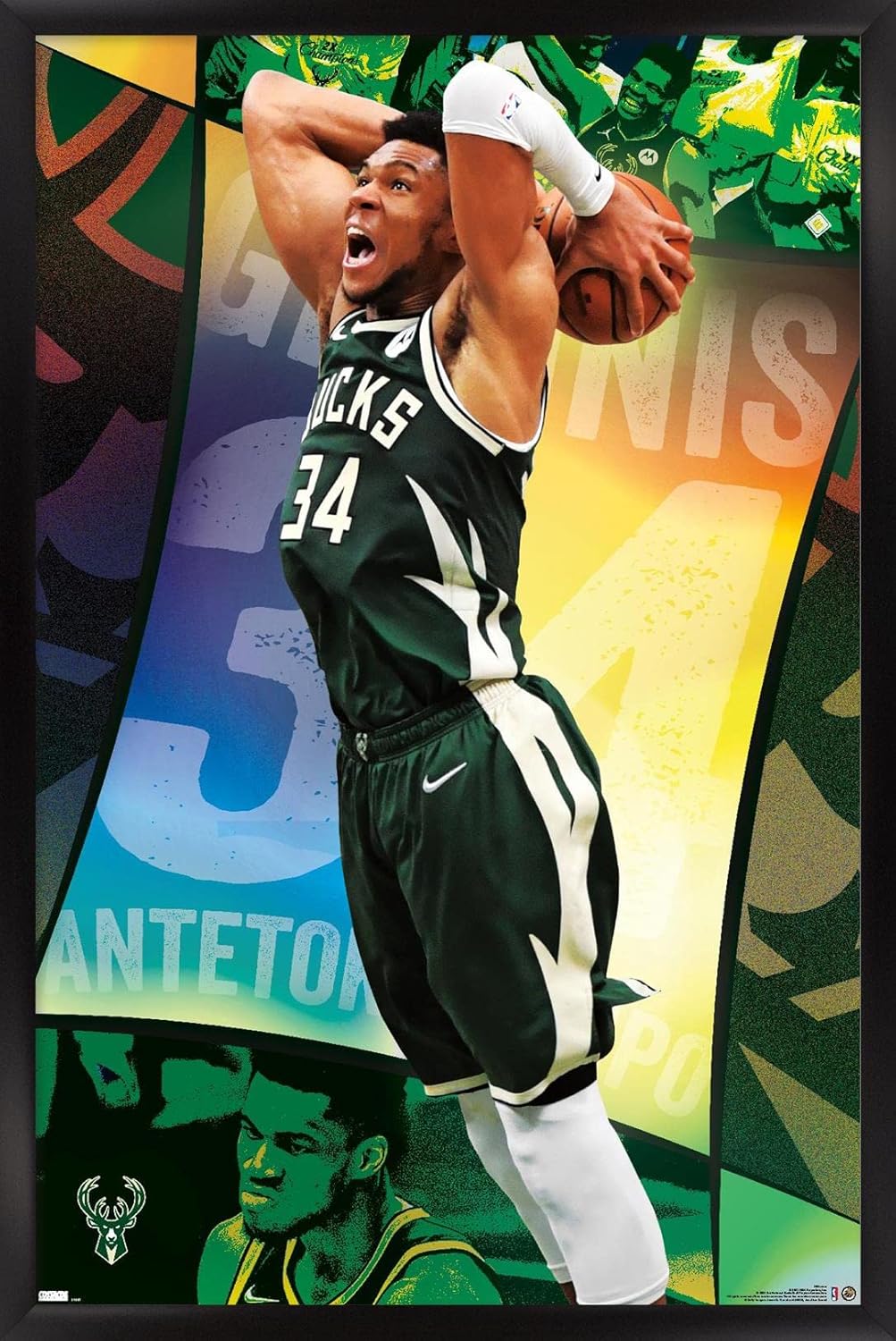 NBA Milwaukee Bucks - Giannis Antetokounmpo 21 Wall Poster, 34L" x 22.4W", Black Framed Version