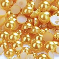 Vista 10 de Dowarm 1000 cuentas de medias perlas con parte trasera plana, parte trasera plana, medias perlas redondas para manualidades, joyería, cuentas Negro