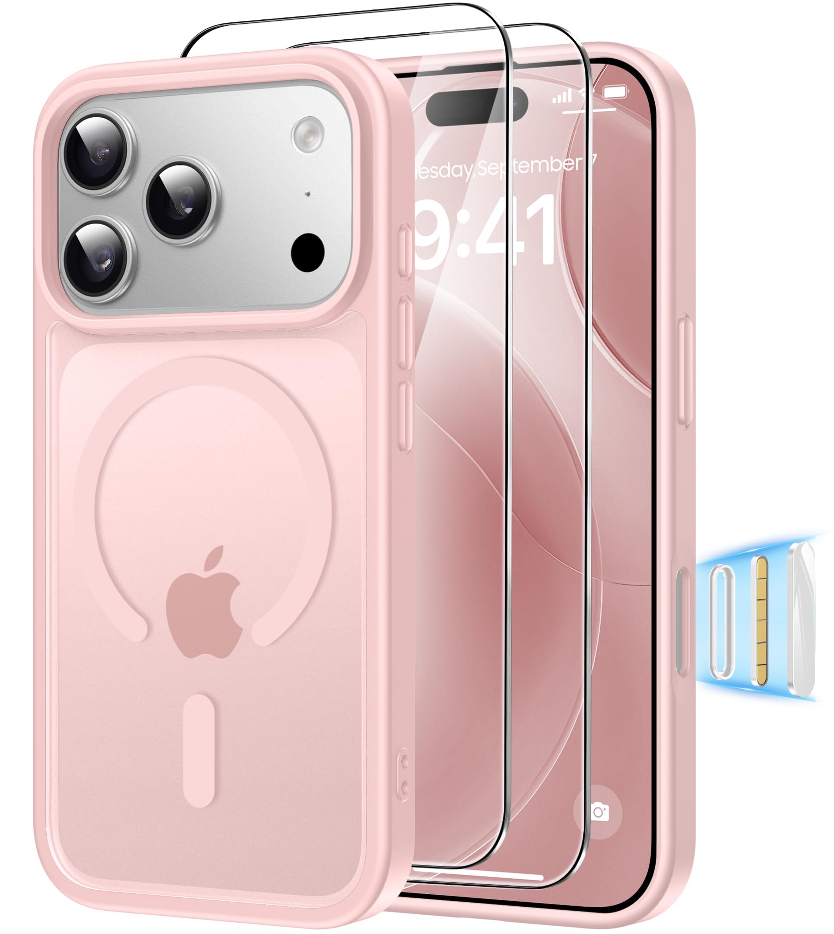 Magnética Funda para iPhone 17 Pro Compatible MagSafe con 2 Cristal Templado, Control de Cámara, Protección Carcasa Antigolpes Anti-Amarillo Tapa Case iPhone 17 Pro, Transparente — view 41