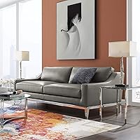 Vista 9 de Modway Arnés de sofá de cuero de 83.5" en gris con base de acero inoxidable