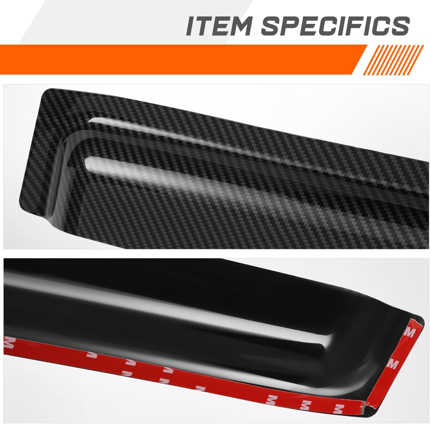 PM PERFORMOTOR 4Pcs Side Window Visors Deflector Compatible with 2007 2008 2009 2010 Ford Explorer Sport Trac, Carbon Fiber Pattern Style, Black (Tape-On)