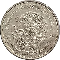 Vista 2 de 1980-1984 Mo 20 Peso Mexicano Moneda Jugador de Pelota Azteca, Moneda Celebrando Cultura Nativa. 20 Peso Calificado Por Vendedor Condición Circulada