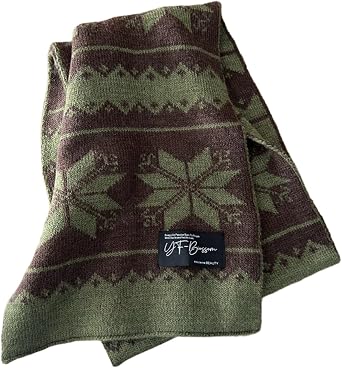 Traditional Fair Isle Knit Scarf for Women - Wool Blend Winter Wrap with Nordic Patterns & Breathable Warmth