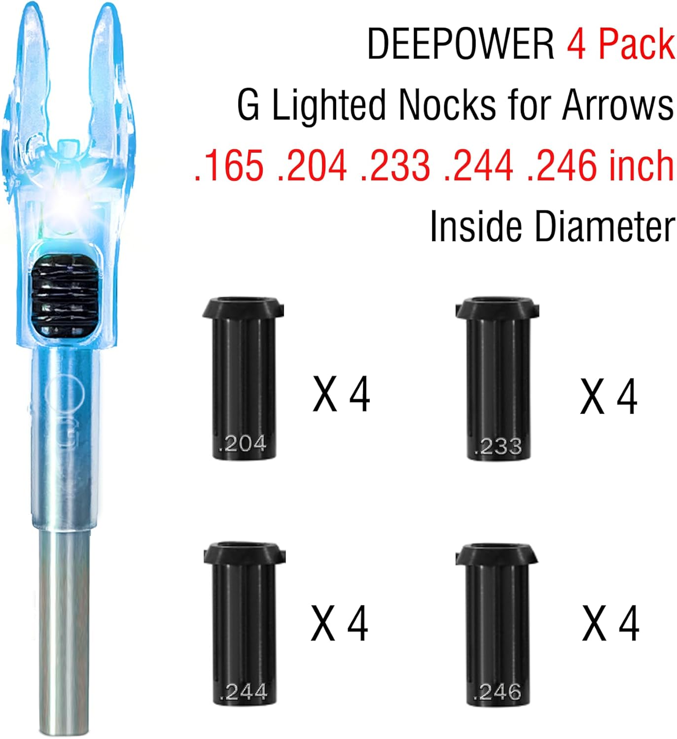 DEEPOWER G Lighted Nock installed on an arrow with bushings