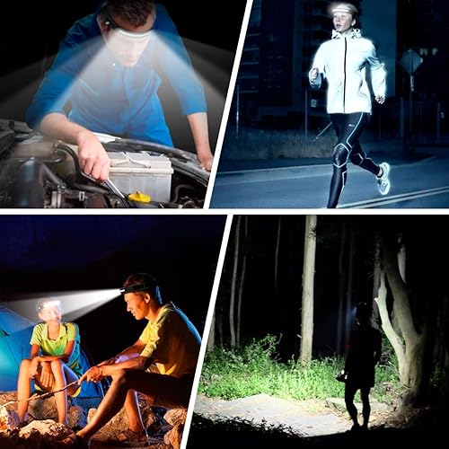 Miniatura 8 de Faros delanteros LED, faros recargables, todos los ángulos de visión, inducción, 350 lúmenes, gancho con sombrero duro, correr, campamento, adecuado