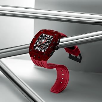 NAVIFORCE Men's Watch Fashion Sport Rectangle Wrist Watches (Chronograph/Waterproof/Luminous/Calendar) Silicon Strap Quartz Watch for Men
