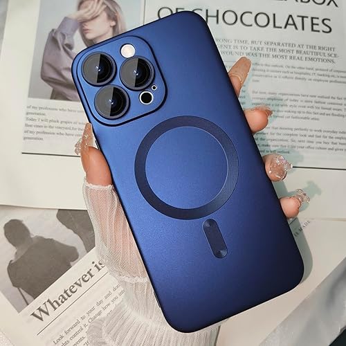 Miniatura 4 de ankofave Magsafe - Funda magnética para iPhone 15 Pro para mujeres y hombres, bonito diseño mate de lujo metálico suave con protector de lente de