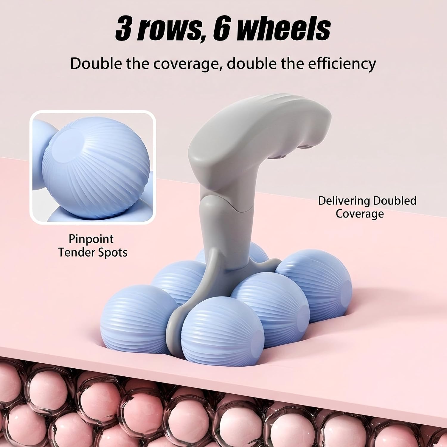 Muscle Roller Stick for Legs & Back, Silent Portable Massage Roller Ball, Deep Tissue Calf, Neck Cellulite Massager, Smooth Fluid Motion with Uniform Bearing Stress for Muscles Relief(Blue)