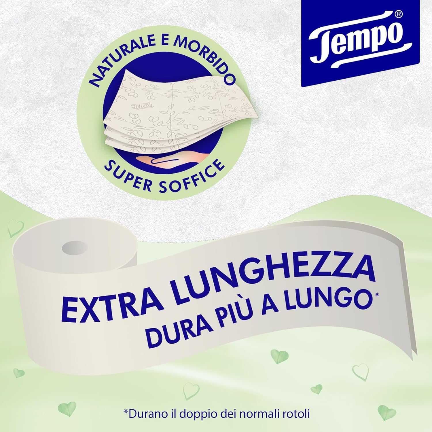 Tempo, Carta Igienica Natural & Soft, Morbida e Resistente, 48 Maxi Rotoli, Composti da 100% di Fibre Biodegradabili, Senza Profumo o Allergeni