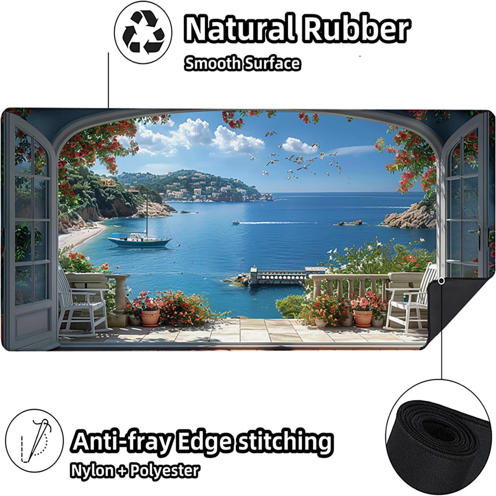 Paisaje Alfombrilla Ratón Gaming XXL 1500 x 800 mm, Alfombrilla Gaming Azul Mousepad con Base de Goma Antideslizante Impermeable Desk Mat para Teclado y Raton Accesorios Gaming, Regalos de Hombre N-4