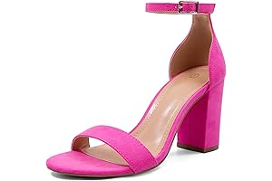 Women's Pink Chunky Block Heels with Ankle Strap