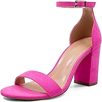 COASIS Women's 3.5 Inch Chunky Block Heel Open Toe Ankle Strap Sandals - Stable Comfortable Heeled Sandals
