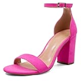 Women's Chunky Block Heels Open Toe Ankle Strap 3.5 Inch Heeled Sandals