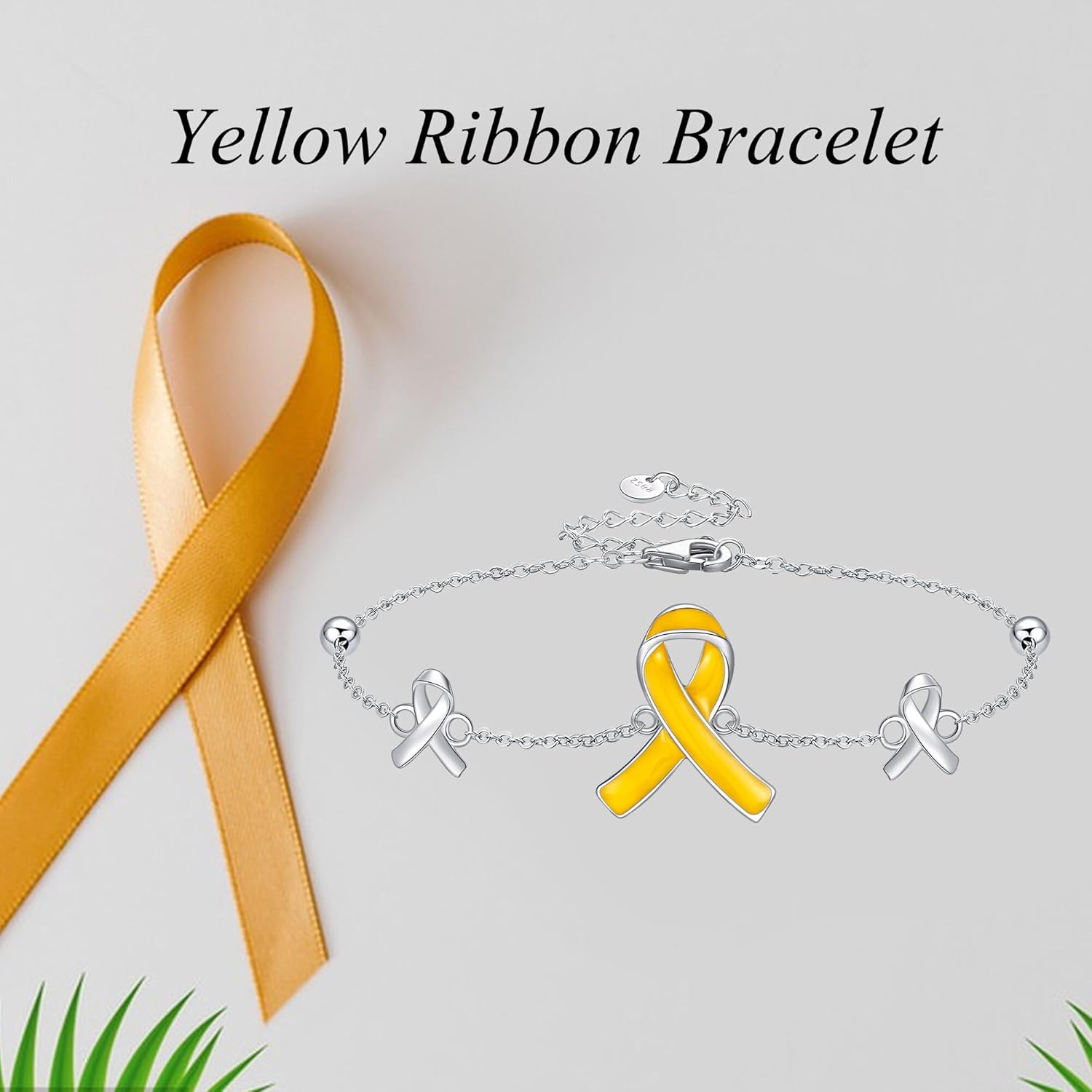 YAFEINI Bring Them Home Bracelet 925 Sterling Silver Yellow Ribbon Bracelet Cancer Awareness Ribbon Bracelets Inspirational Jewelry Gifts for Women Men - Image 5