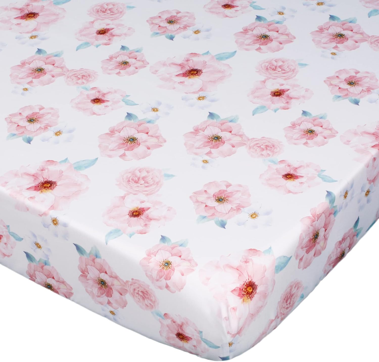La Premura Baby Girl Crib Bedding Set for Girls, 4-Piece Nursery Crib Set Including Crib Sheet, Blanket, Crib Skirt and Pillow Cover, Watercolor Rose, Pastel Pink & Baby Blue : Baby