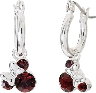 حلقان حلقية الشكل ومطلية بالفضة ومرصعة بحجر الميلاد لشهر يناير بتصميم شخصية ميني الكرتونية من ديزني EF00509SJANL.PH