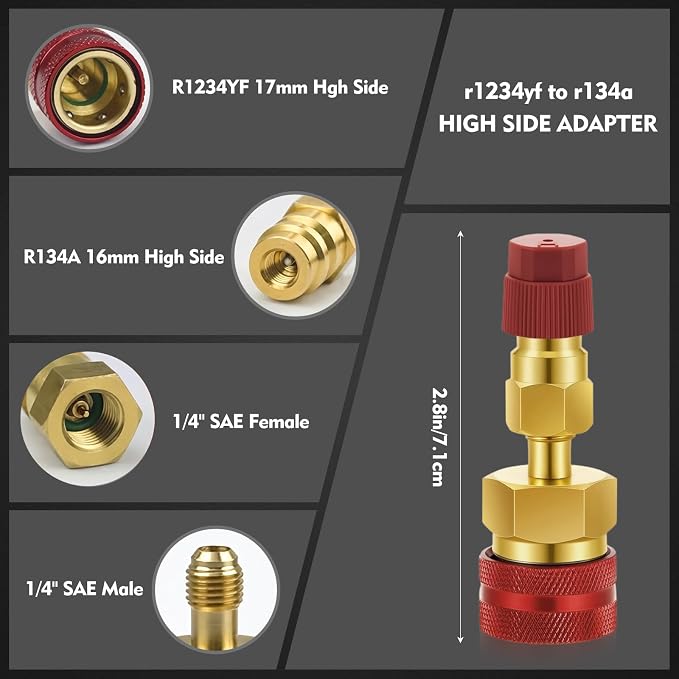 Kit de adaptadores R1234yf a R134a, 2 piezas, conectores rápidos para sistemas de refrigerante de coche miniatura 2