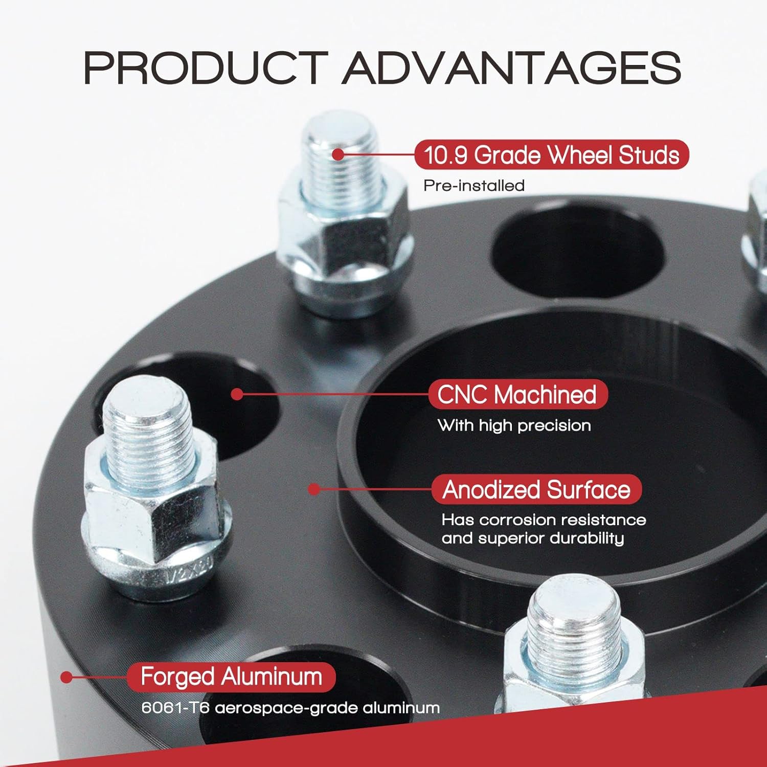 MOCA 5x5.5 to 5x5.5 Wheel Spacers Fits for Dodge 2005-2010 Dakota, 2004-2009 Durango, 2002-2010 Ram 1500, for Mitsubishi, 2006-2009 Raider, for Ram 2011-2013 1500, 50mm Thread Pitch 9/16" 2PCS, Black