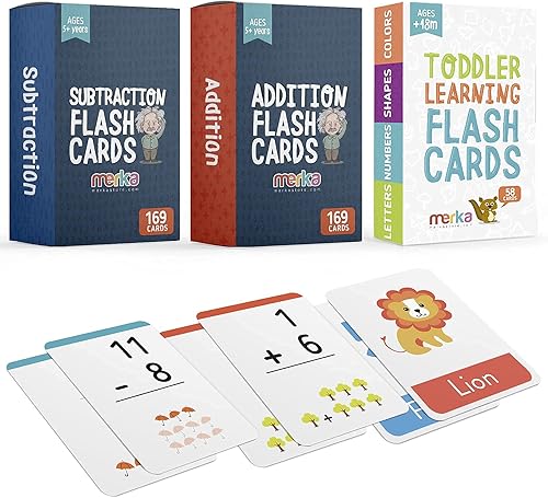 Miniatura 1 de merka Tarjetas didácticas letras, números, formas y colores (juego de 58 tarjetas) hechos de adición de 0 a 12 (juego de 169 tarjetas) y datos de