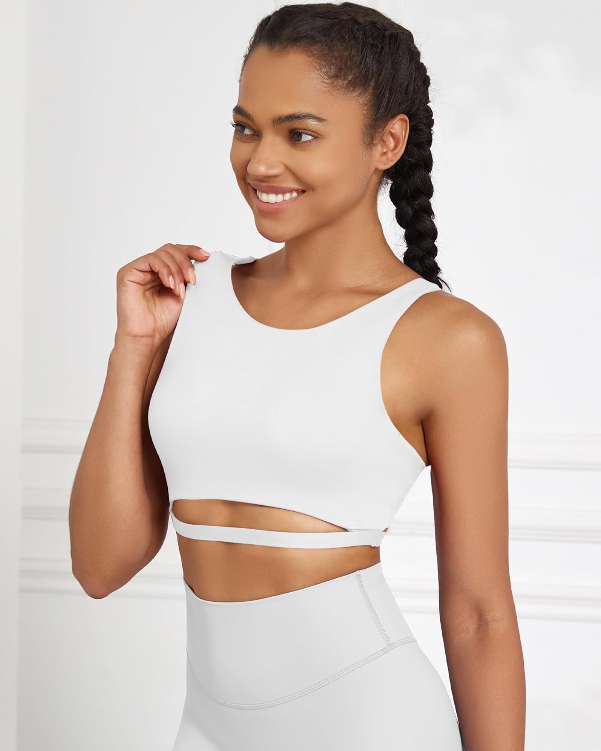 XUNYU Sports Bra for Women High Support Padded High Neck Workout Tops Cut Out Crop Top Open Back Yoga Tank Running - Image 4