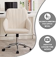 Vista 5 de Velvet Adjustable Office Chair with Swivel Wheels, Ergonomic Executive Chair for Bedroom, Study and Dressing Table, Comfortable for Long Sitting