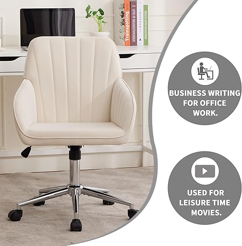 Miniatura 5 de Velvet Adjustable Office Chair with Swivel Wheels, Ergonomic Executive Chair for Bedroom, Study and Dressing Table, Comfortable for Long Sitting