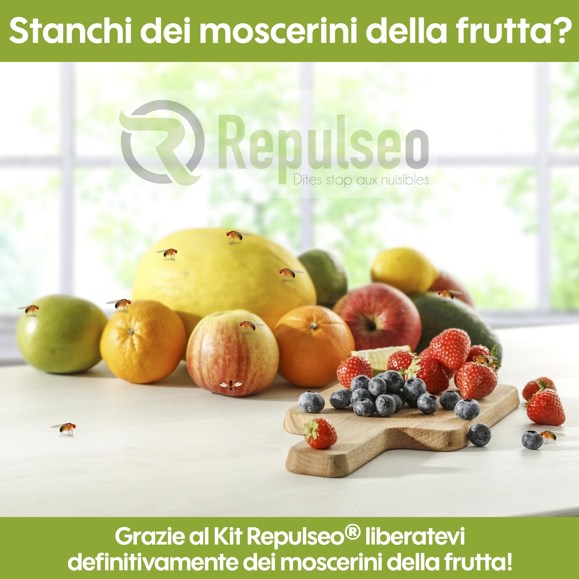 Trappola per Mosche dei Frutti ✯Made in UE✯, Anti Moscherini Interno, Attrape Moscherini Cucina, Piega Moscherini e Mosche dei Frutti Interno [Rimedio Naturale e senza Insetticida]